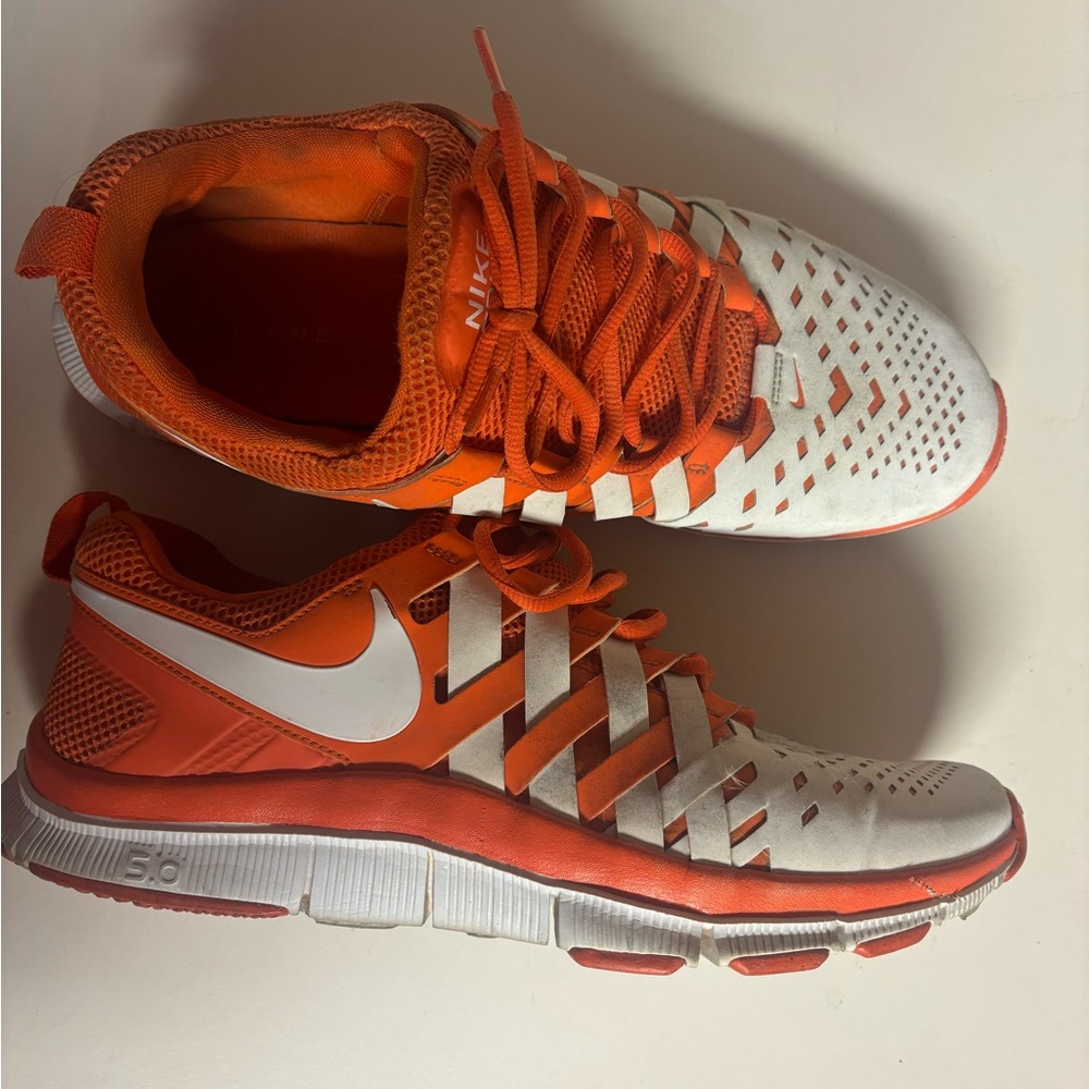 Nike Orange and White Men's Training Sneakers
